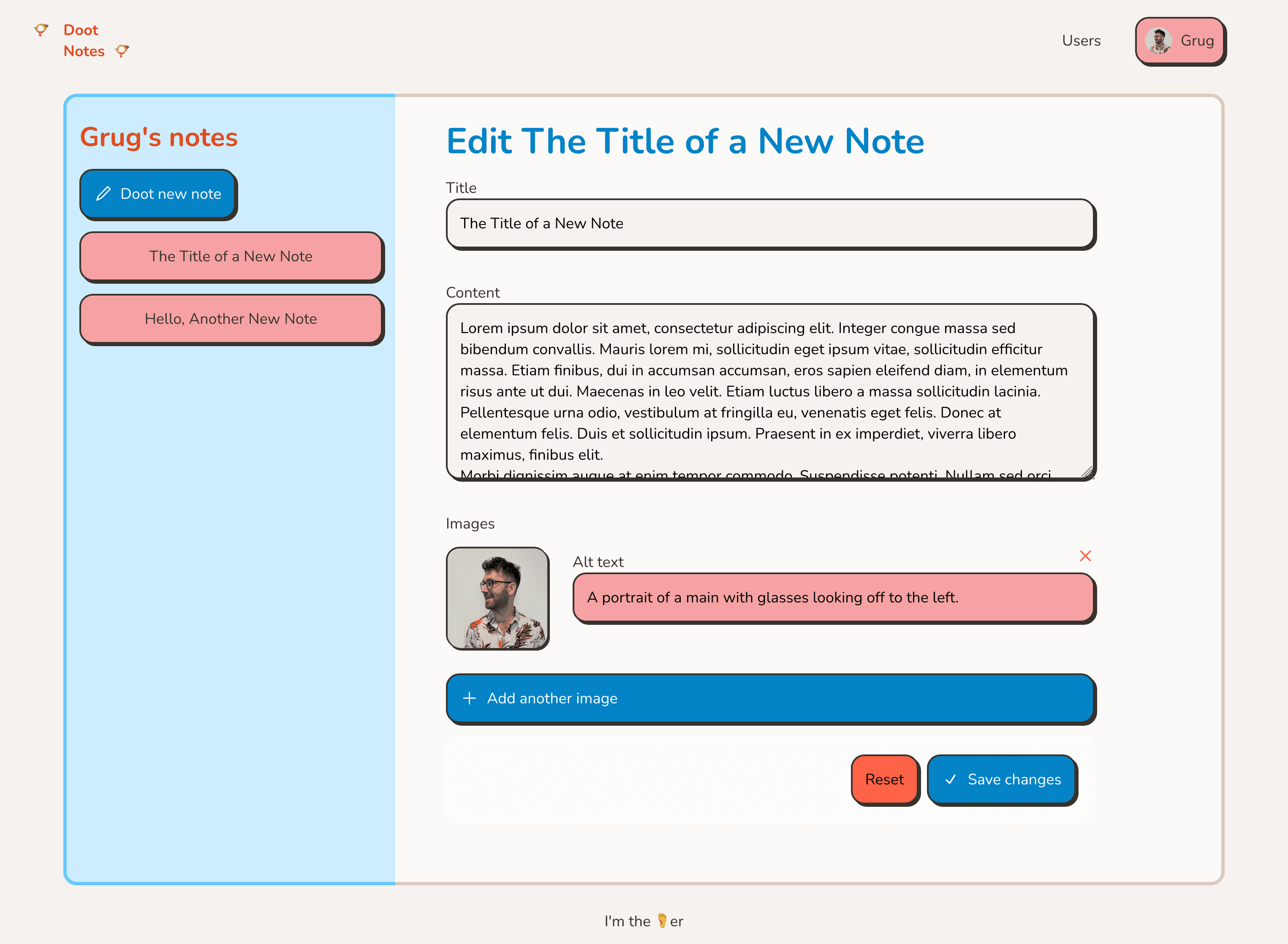 A screenshot of the user editing a note